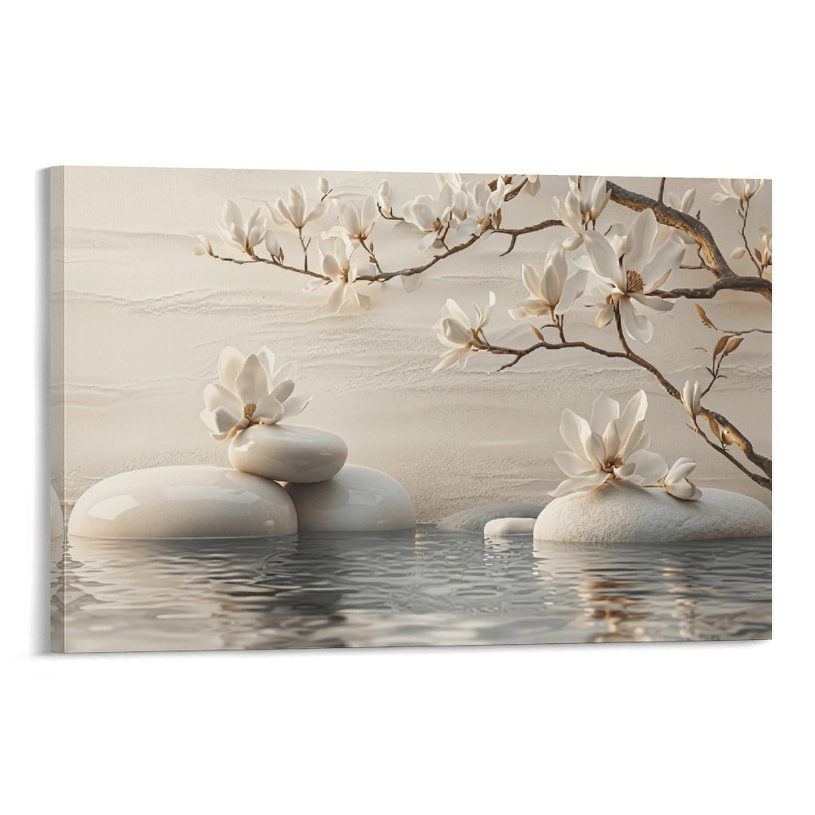 XPASHIQWC Magnolia & Pebble Poster Artwork Giclee Canvas Prints Modern Wall Art Picture Wall Hanging for Living Room Home Decorations 08x12inch(20x30cm)