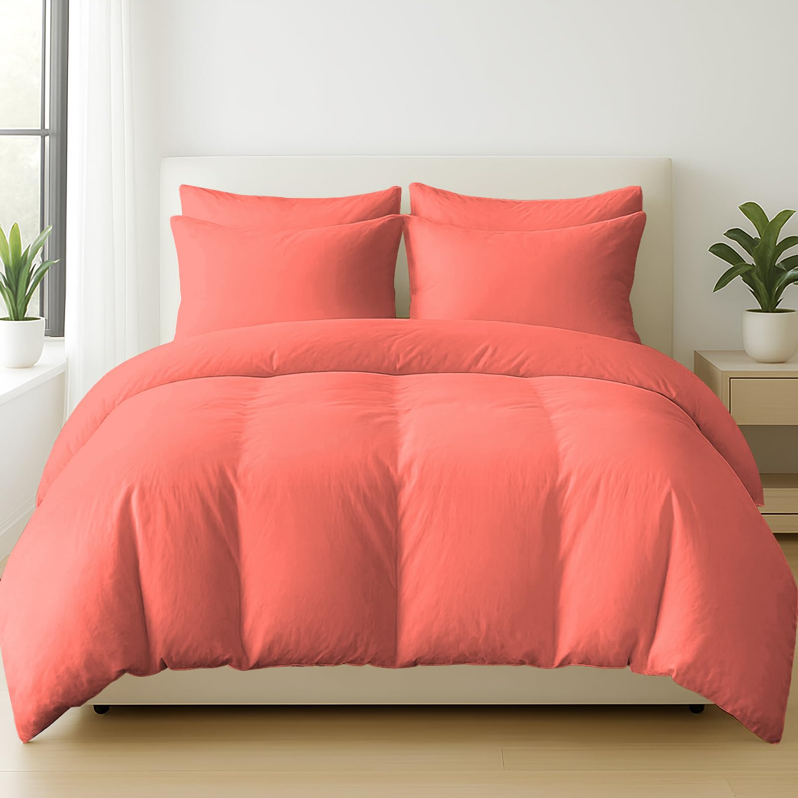 Pamposh Luxury 3Pc Egyptian Cotton Single Duvet Cover Set With ZipperCorner TiesMatching Pillowcase & Fitted Sheet Full Bedding Set from B&Q