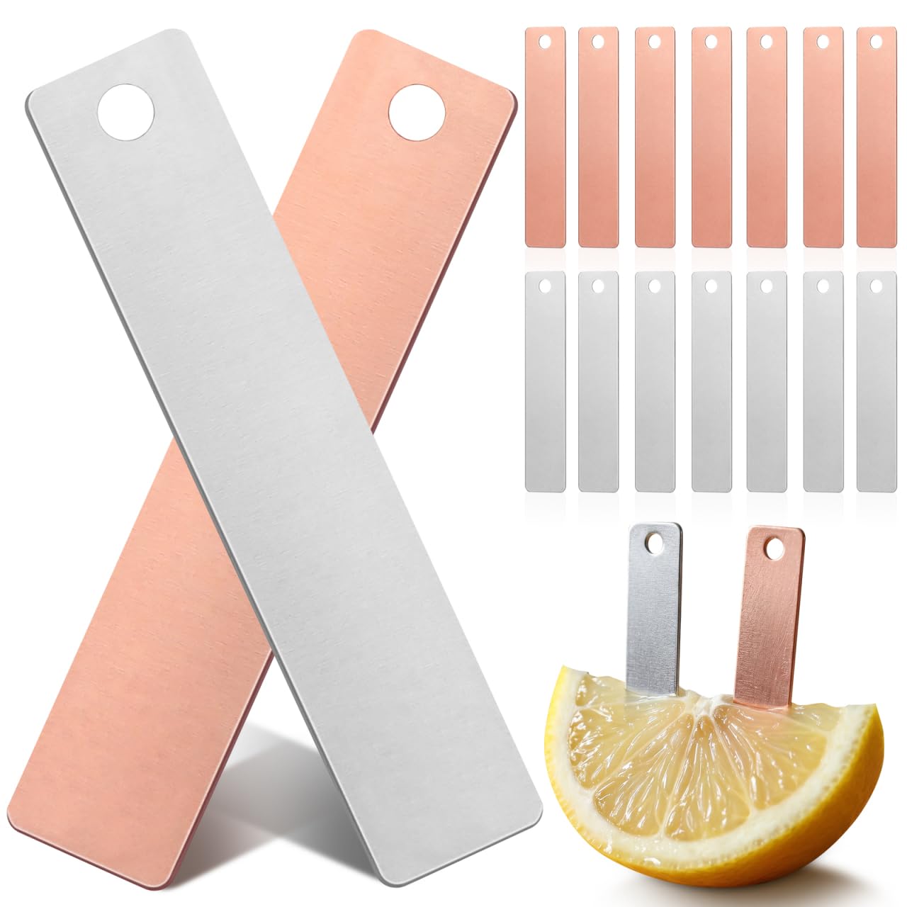 Luxshiny 20pcs Copper Zinc Anode Set for DIY Fruit Battery Experiments Smooth Surface Zinc and Copper Plates for Scientific Research and Creative Projects