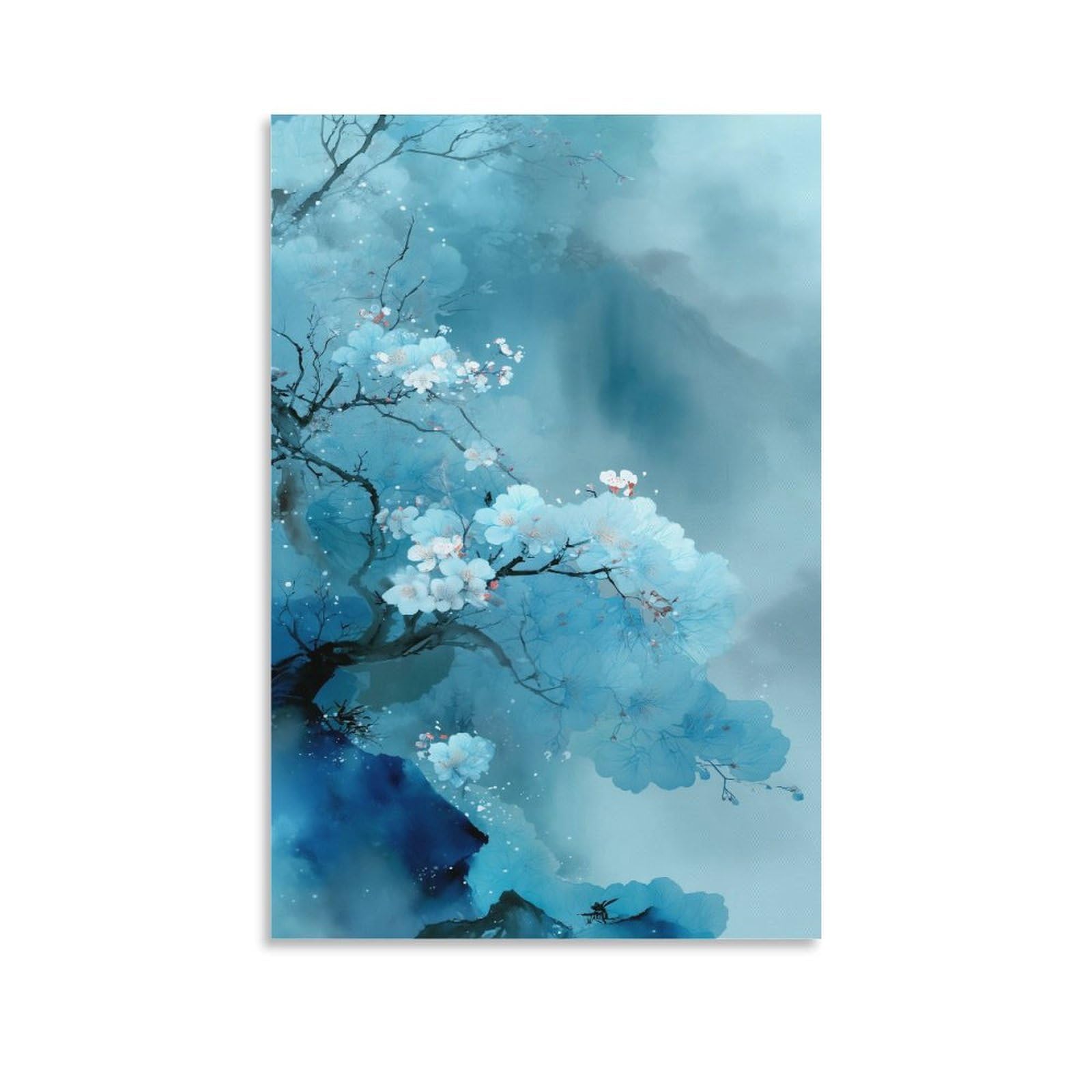 NQHXLRUDC Plum Blossom Canvas Wall Art Picture Print Chinese Style Eclectic Wall Decor Chinese Style Artwork Natural for Bedroom Home Office Decorations 20x30inch(50x75cm)