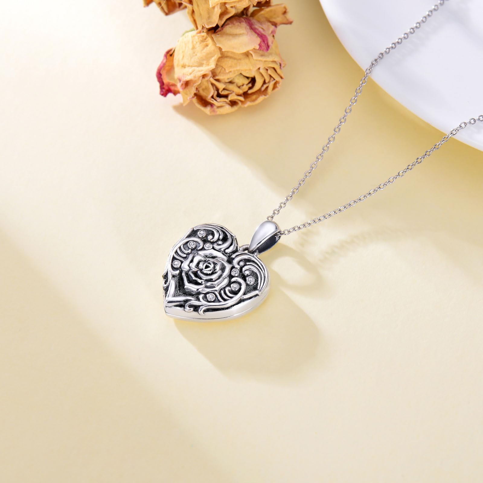 Medalion łańcuszek na szyję ze srebra wysokiej próby 925, medalion z otwieranym obrazkiem, serce i okrągły medalion, amulet do otwierania, biżuteria fotograficzna, prezent dla kobiet, mężczyzn