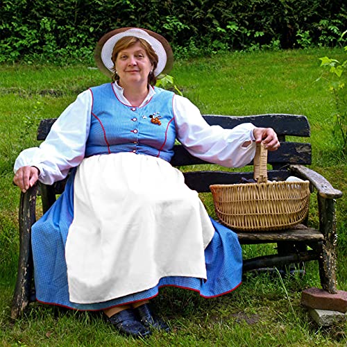 Cityelf White Apron For Women Cotton Apron Maid Costume Vintage Half Dress Apron With Long Ties And Pockets (Large, White Waist Apron) #TOP4