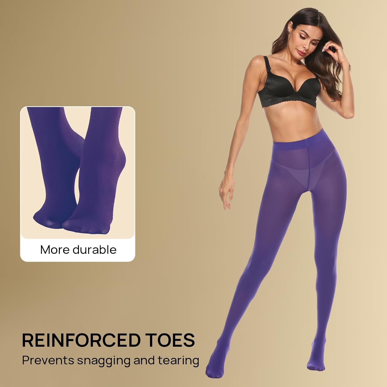 MANZI Microfibre Tights for Women, Semi Opaque Solid Colored Footed Pantyhose 70 Denier - Image 4