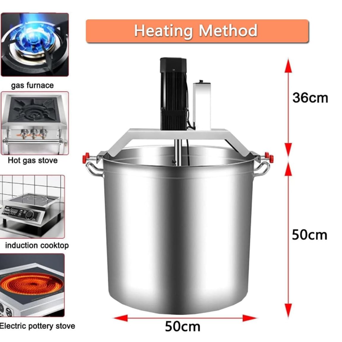 Mezclador eléctrico de alimentos, mezclador agitador de olla de 40 L y 80 L, mezclador de calefacción de acero inoxidable para mermelada y salsa, equipo de mezcla automático para llenado pegajoso