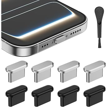 USB C Dust Cover for iPhone 17/17 Pro 4 Aluminium + 4 Silicone
