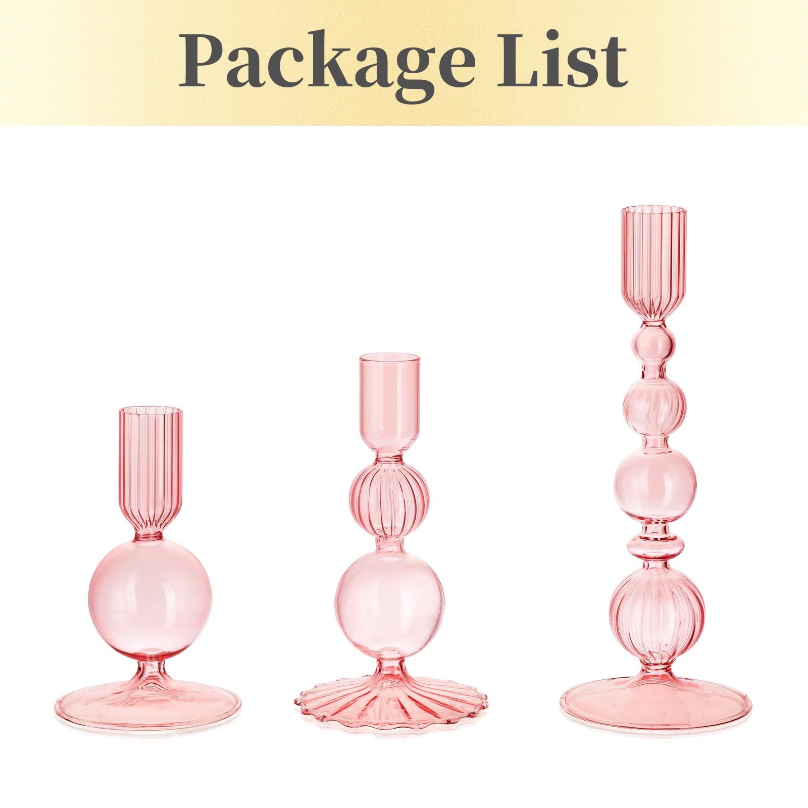 Set Portacandele Hewory In Vetro - Lanterna Decorativa Con Vassoio Oro, Per Centrotavola - Foto 2