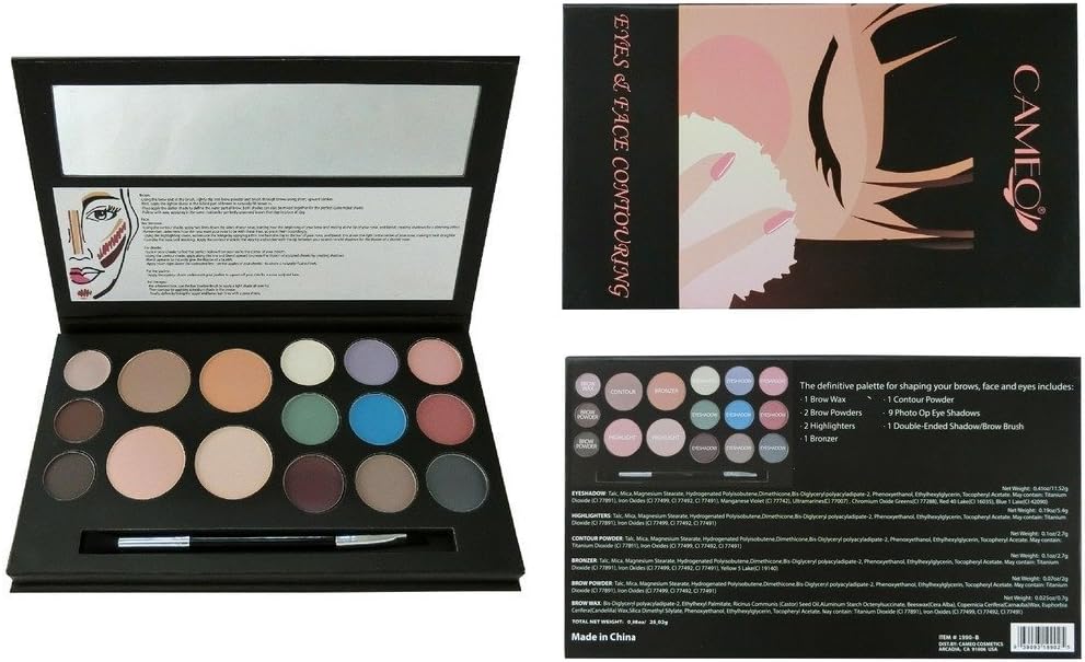 Cosmetics Eyes and Face Contouring Kit, Light Colors, A 3 Palettes in One Makeup Kit With 16 Bestselling Shades, Step by Step Instructions Included