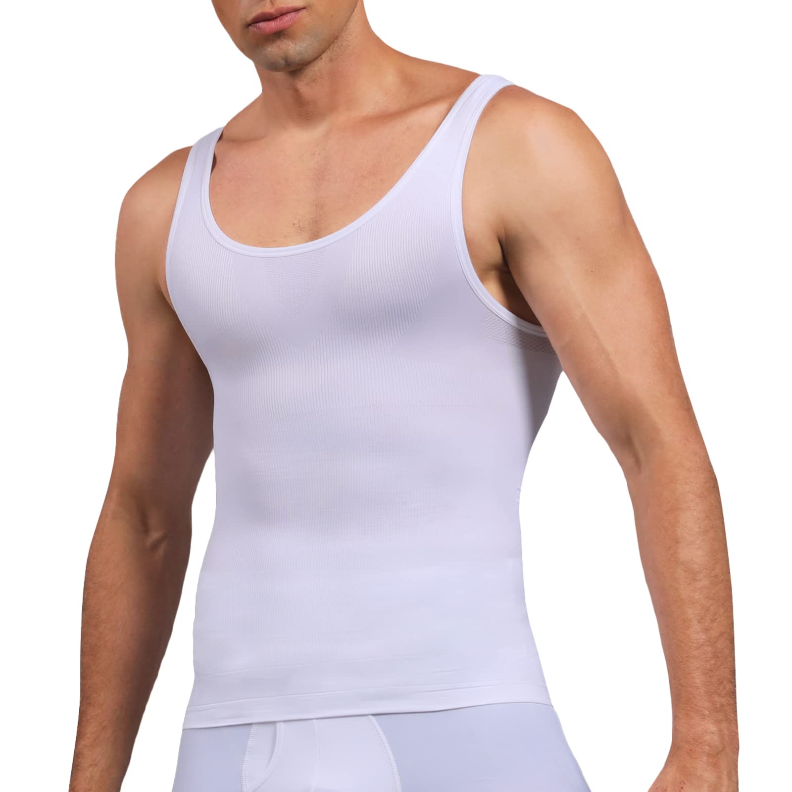 SLIMBELLEMen's Body Shaper Slimming Vest Elastic Slim Shapewear Compression Undershirts Tummy Control Waist Trainer Shaper Vest