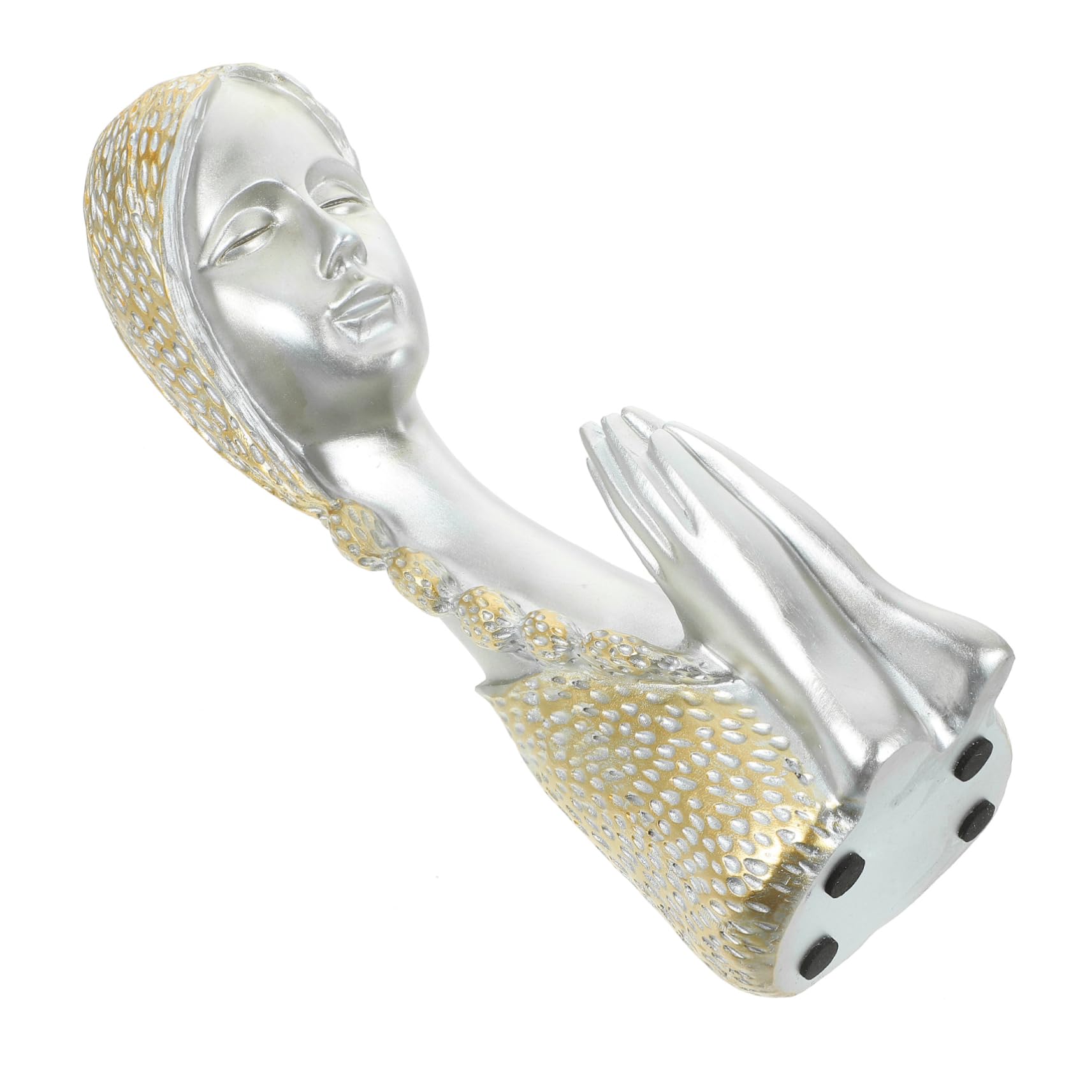 SOLUSTRE Nordic Girl Decoration Home Desktop Ornament Pray Girl Portrait Figurine Angel Decoration Pray Figurine Woman Present Nordic Style Bust Decor Golden Resin