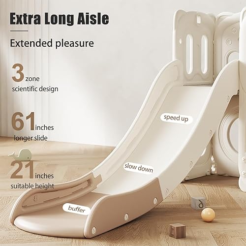 Miniatura 7 de Juego de tobogán para niños pequeños con columpio, toboganes independientes para interiores y exteriores, área de juegos para bebés de 1 a 3 años,