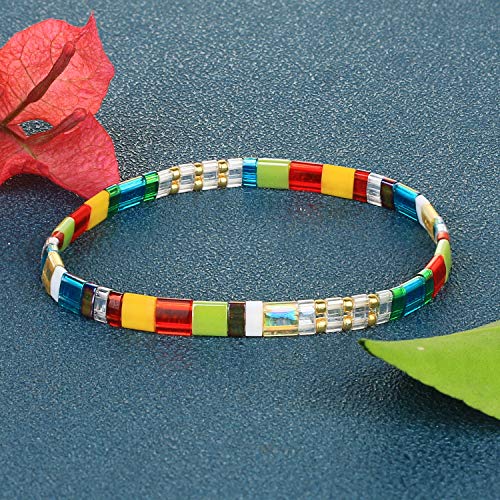 Kanyee Tila Multi Color Stretch Bracelets Tile Enameled Alloy Friendship Bracelets Handmade Cuffs Jewelry Christmas Gifts For Women #TOP3