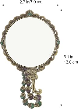 MAGICLULU Vintage Handheld Mirror and Comb Set Compact Portable Makeup Mirror Small Travel Hand with Handle Lightweight for Women and Girls