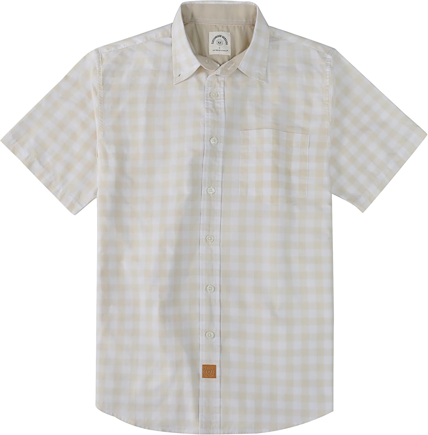 Dubinik® Mens Short Sleeve Button Down Shirts 100% Cotton Plaid Men's Casual Button-Down Shirts with Pocket