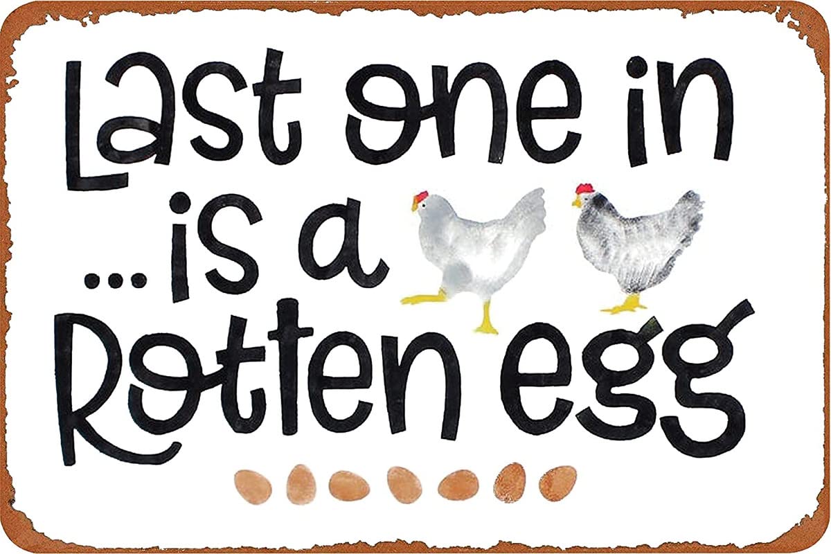 6"x8" Last One In Is A Rotten Egg!Farm Fresh Eggs Metal Tin Sign Home Kitchen Bar Pub Farm Wall Decor