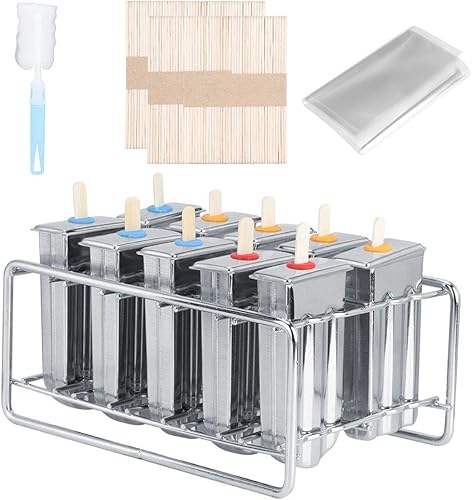 YEmirth Moldes de paletas de acero inoxidable, moldes comerciales para hacer helados, soporte para palitos con tapa, capacidad de una sola taza