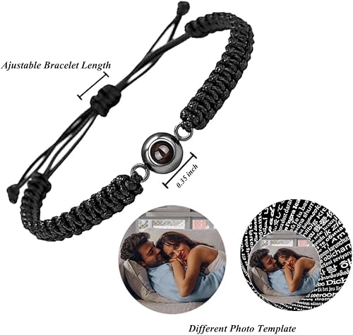 Miniatura 2 de Pulseras personalizadas con imagen en el interior, pulsera de proyección de fotos de círculo personalizado, foto personalizada, pulseras de