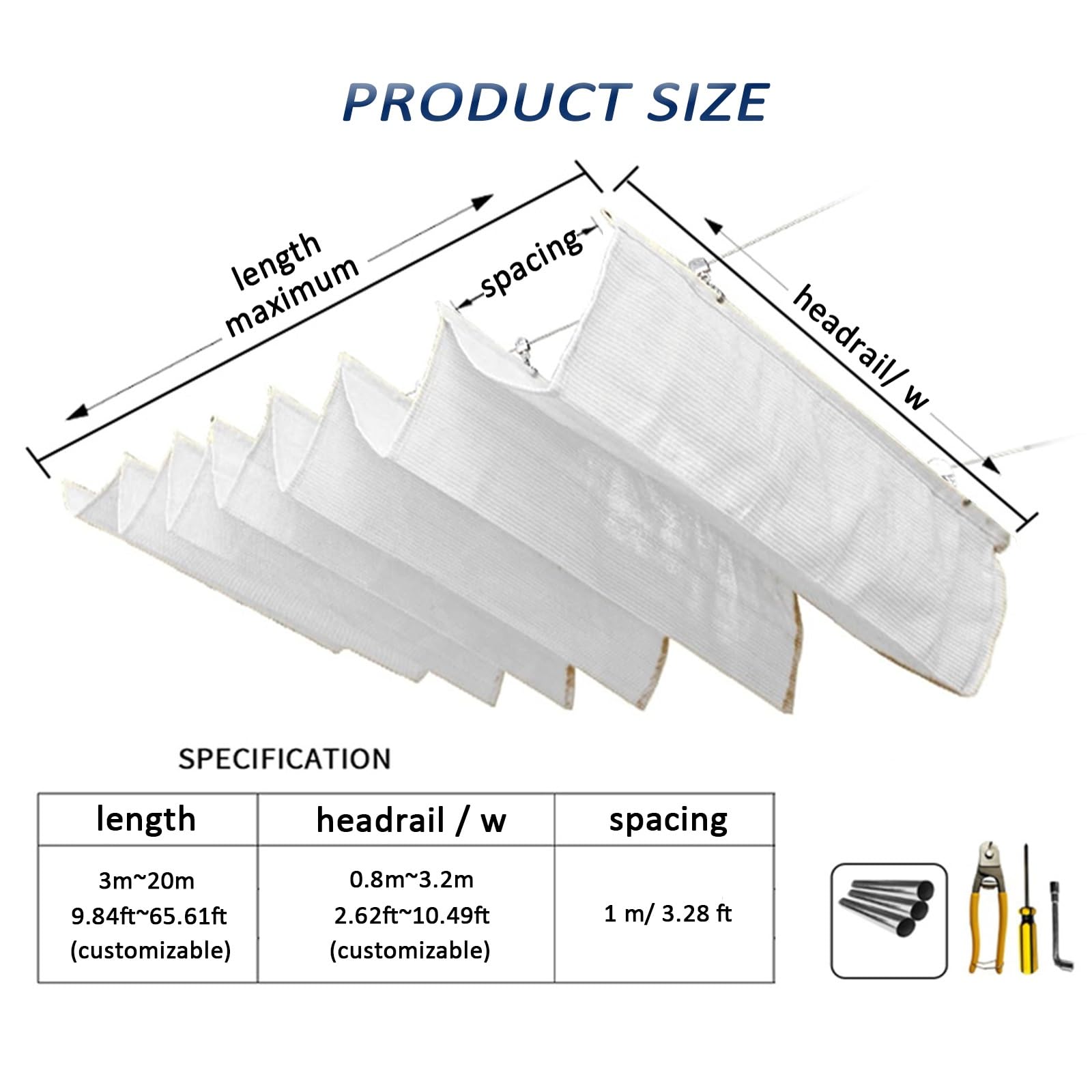 Malla Sombreo Extensible,Vela de Sombra Cubierta de Sombra Extensible,Cubierta de Sombra para pérgola,Retractable Ola Sombra Cubrir,Colgar Forma De U Toldo De Olas (Size : W2*L3m/W6.56*L9.84ft)