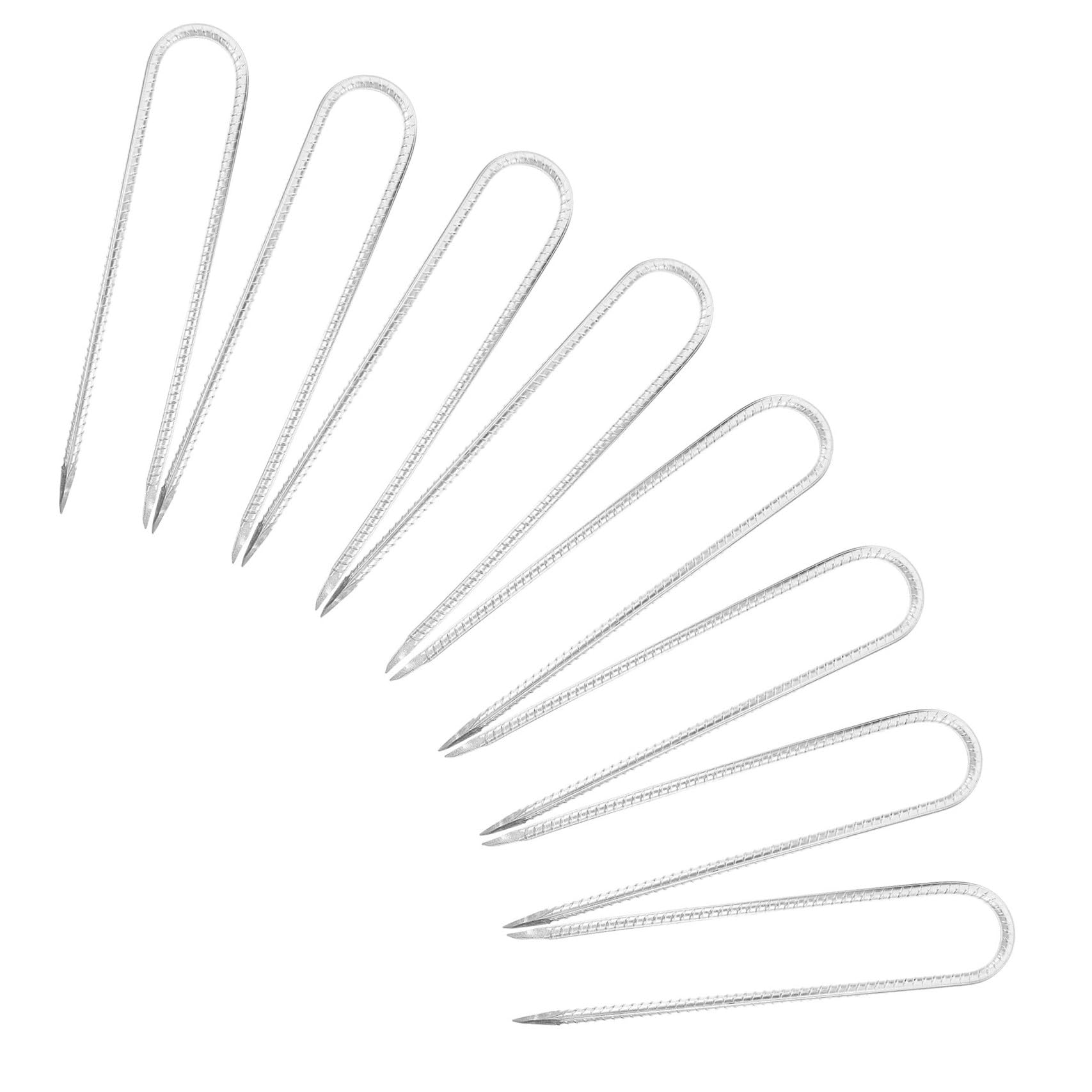 Piquets de Jardinage en U Acier Argenté, Lot de 8 pour Tente et Toile