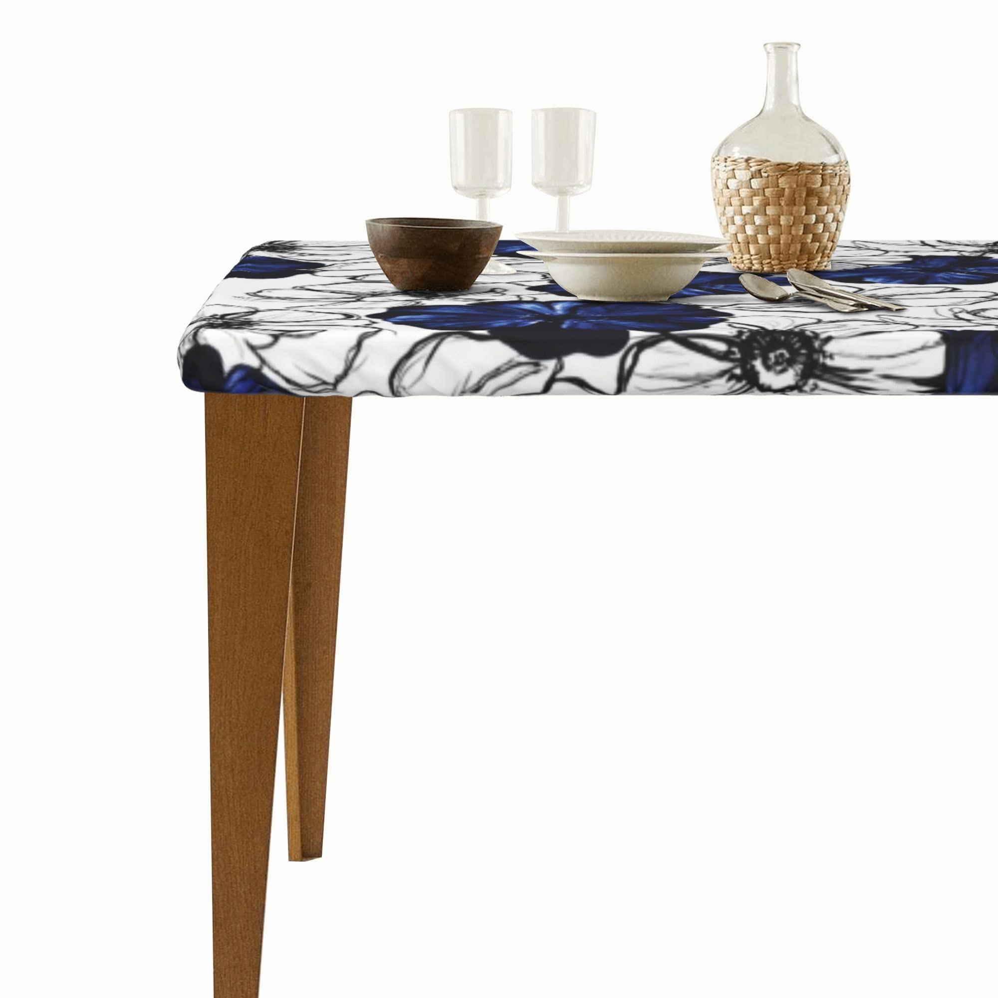 Tovaglia 85 x 85 cm Runner da Tavolo Blu Navy Arte Moderna Pittura Tovaglie Corte Decorazione da Tavola in Lino Lavabile Estetica per Feste Autunnali Matrimoni Vacanze Compleanno