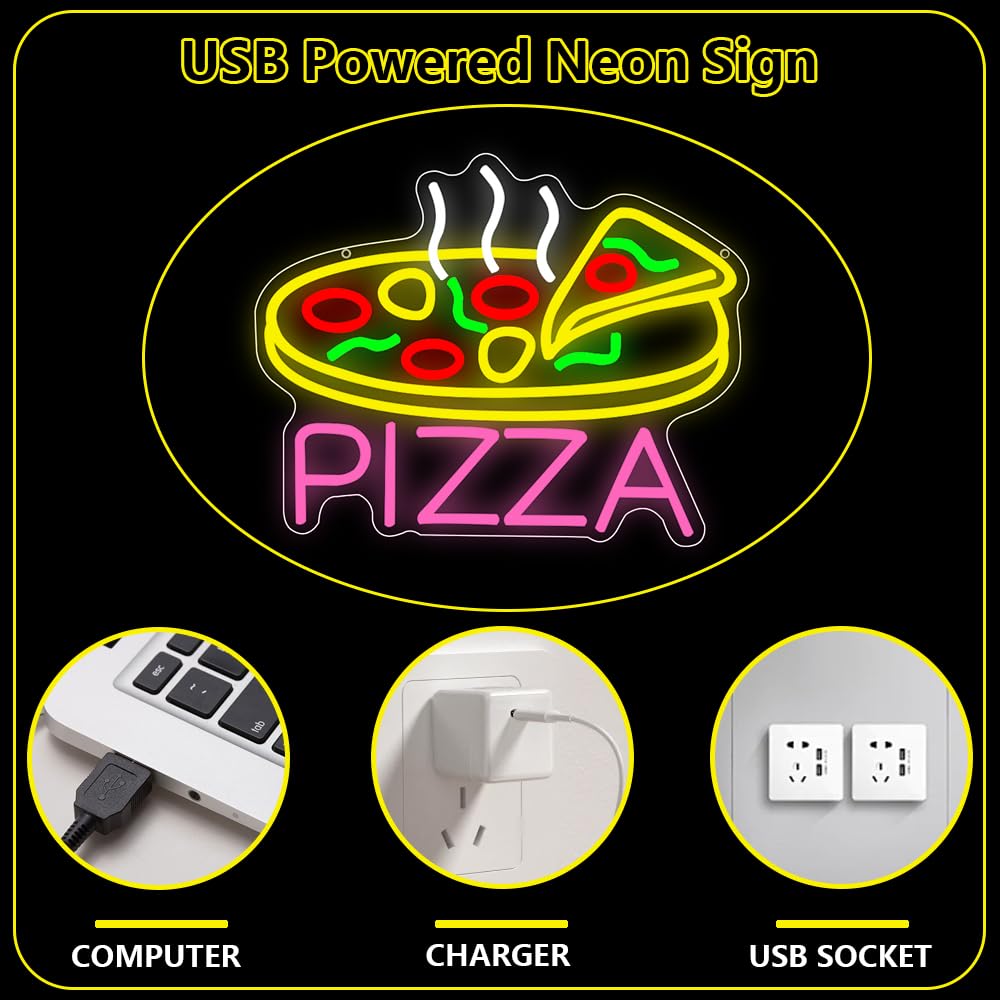 Pizza Neon Schild Für Die Wand – LED Neon Licht Deko Für Küche, Wohnzimmer Oder Party
