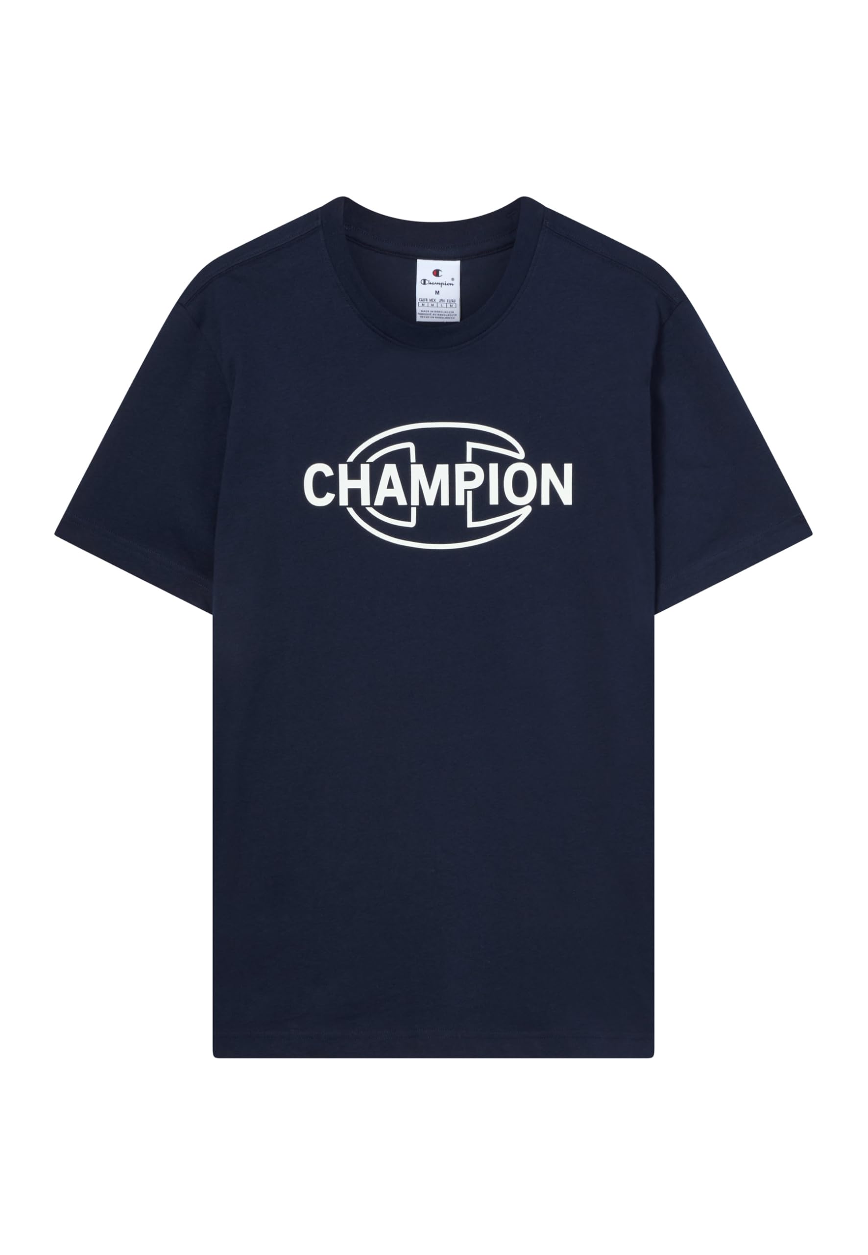 Champion Men’s Graphic T-Shirt, Pure Cotton Jersey, Breathable, Ideal for Warm Weather, with Printed Logo, 100% Cotton Blue