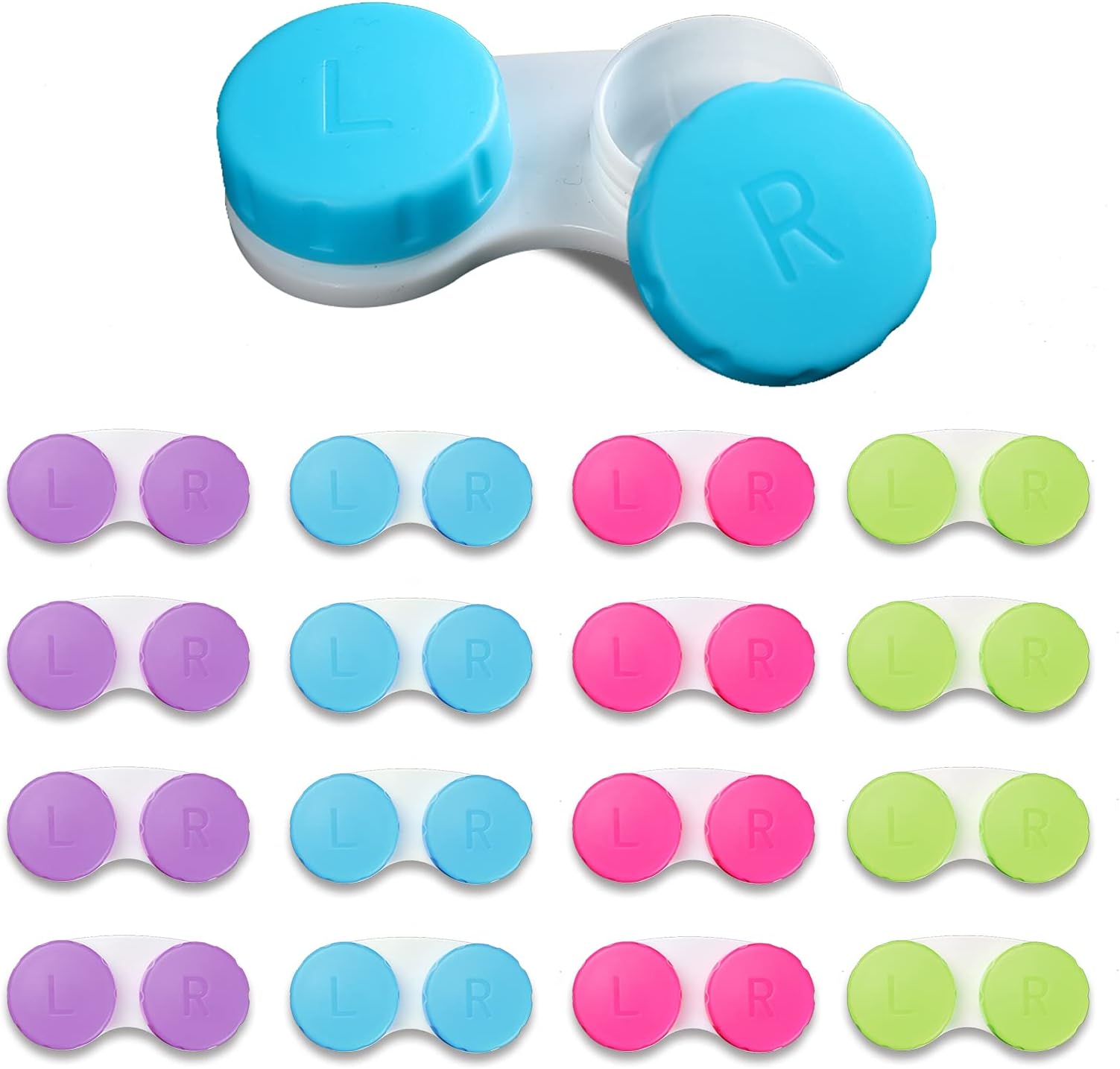 Aoutrow 16 Pack Mini Contact Lens Case Set, Colorful Bulk Box Holder