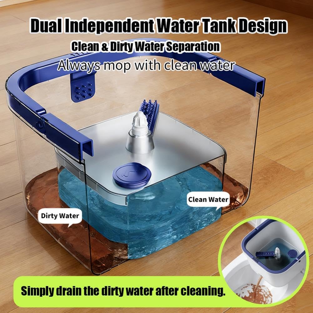 Microfiber Spin Mop Bucket Cleaning System with Wringer, 52''Long Handle & 4 Flat Mop Pads Replacement, Lazy Home Essentials for Wet Dust Hardwood Wood Wall Floor Household Cleaner Tools Set