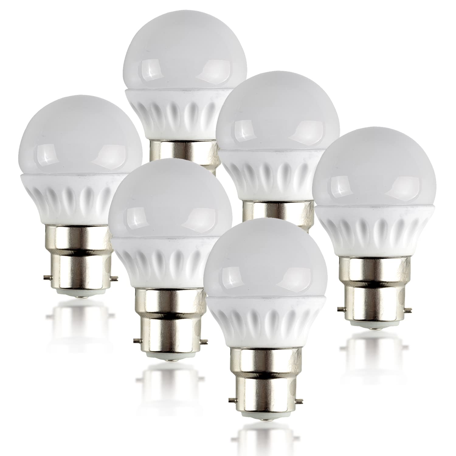 Valuelights Unisex White B22 Pack Of 6 4W Globe Warm Led Bulbs