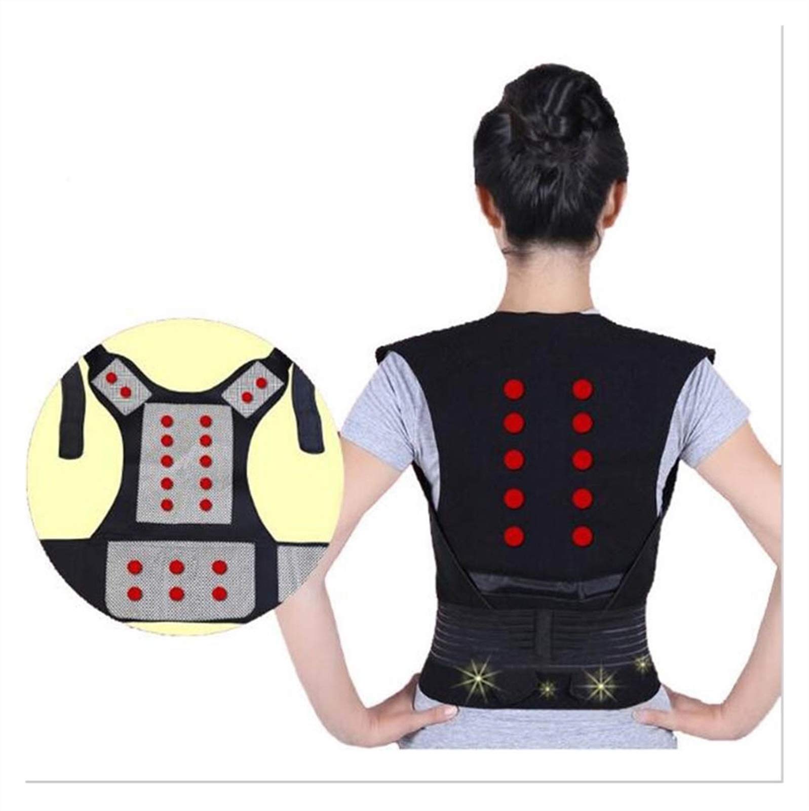 Korektor Postawy Pleców Niewidoczny Stabilizator Obojczyka Uśmierzanie Bólu Pleców, Ramion I Szyi Zapalenie Okołostawowe Dzieci Dorośli Kifoza,Black-XL