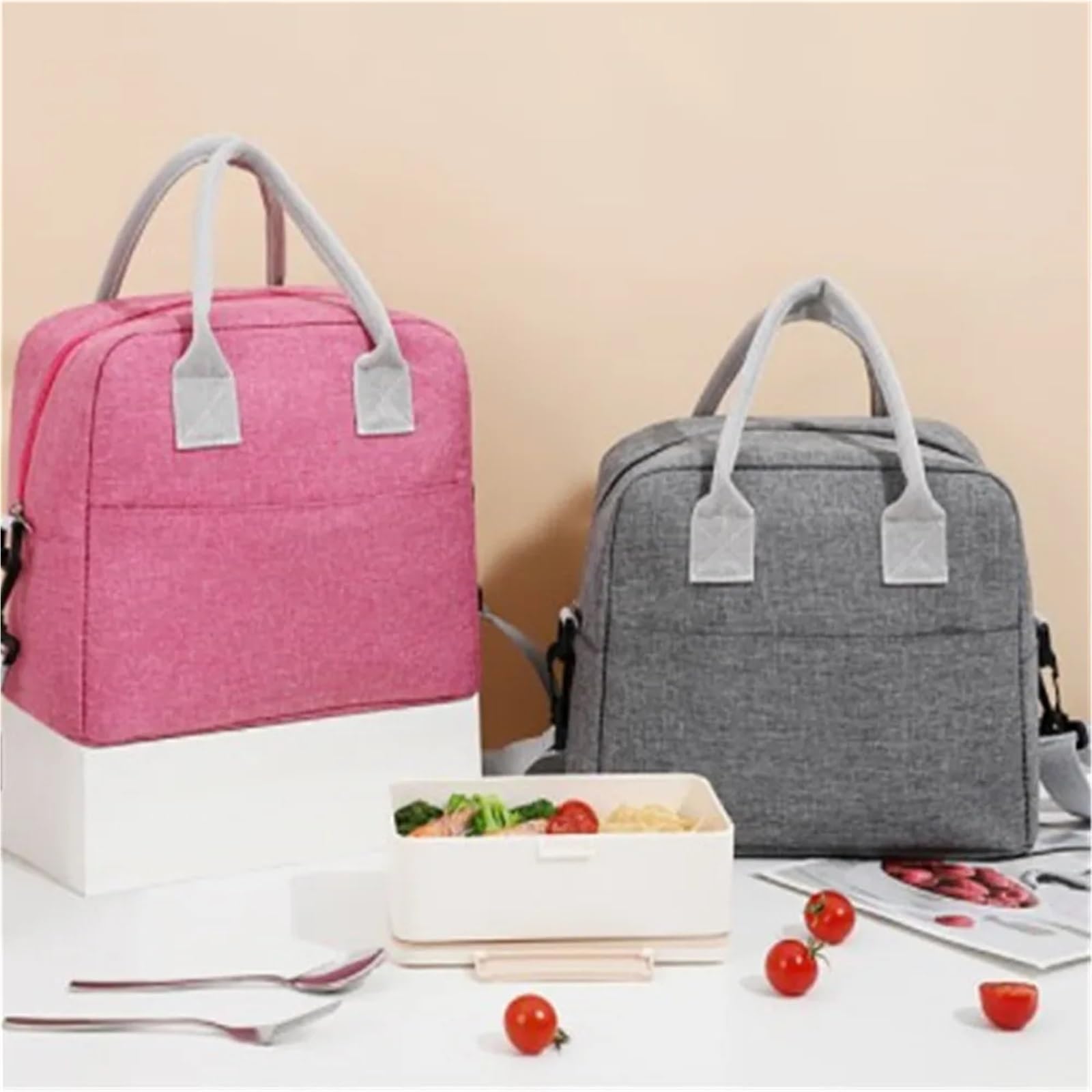 2 Bolsas térmicas portátiles for Colgar en la Pared, for Picnic, de Lona, ​​para Alimentos(Grey)