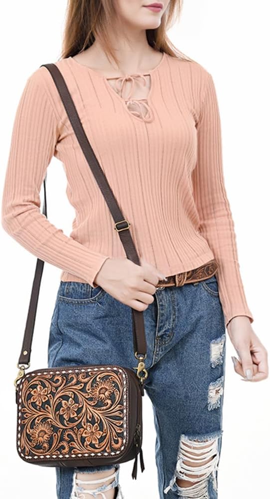 American Darling Cross Body I Hand Tooled Genuine Leather Women Bag Western Handbag