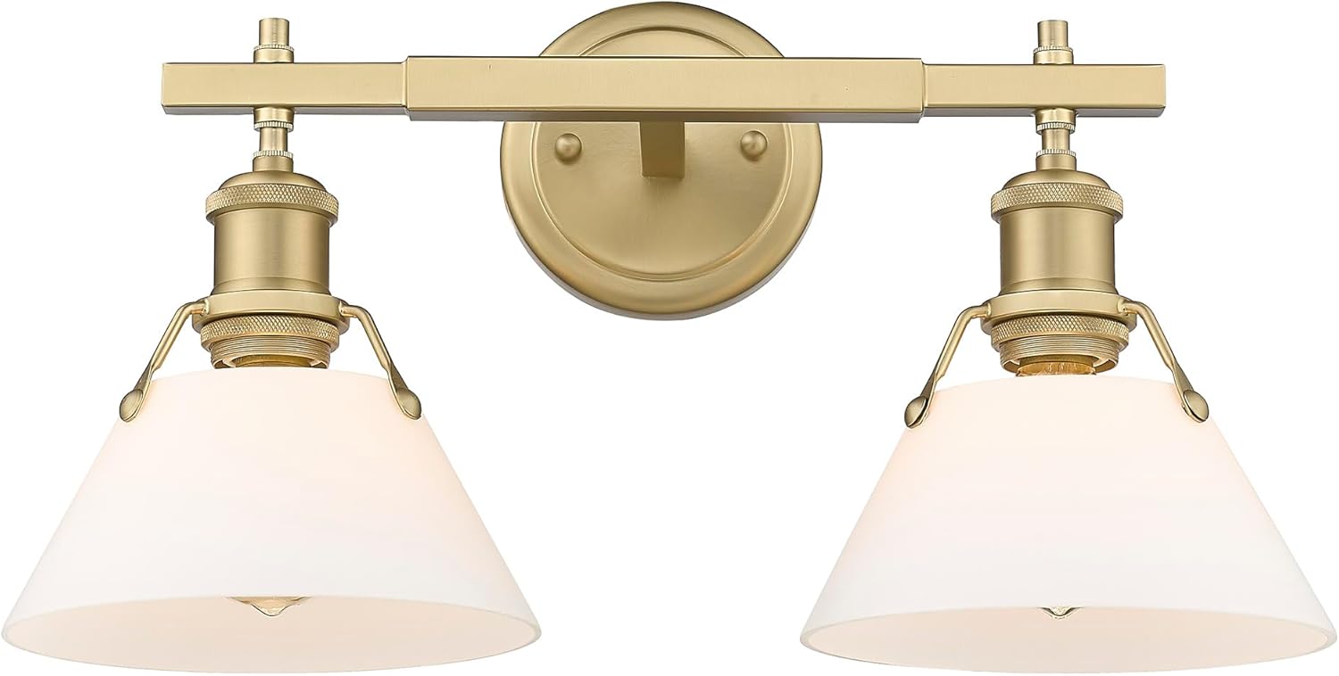 Golden Lighting- Orwell 2 Light Bath Vanity Brushed Champagne Bronze with Opal Glass Shades- Vanity Lights, Bathroom Vanity Light, Vanity Light, Vanity Lights for bathroom, bathroom lights over mirror