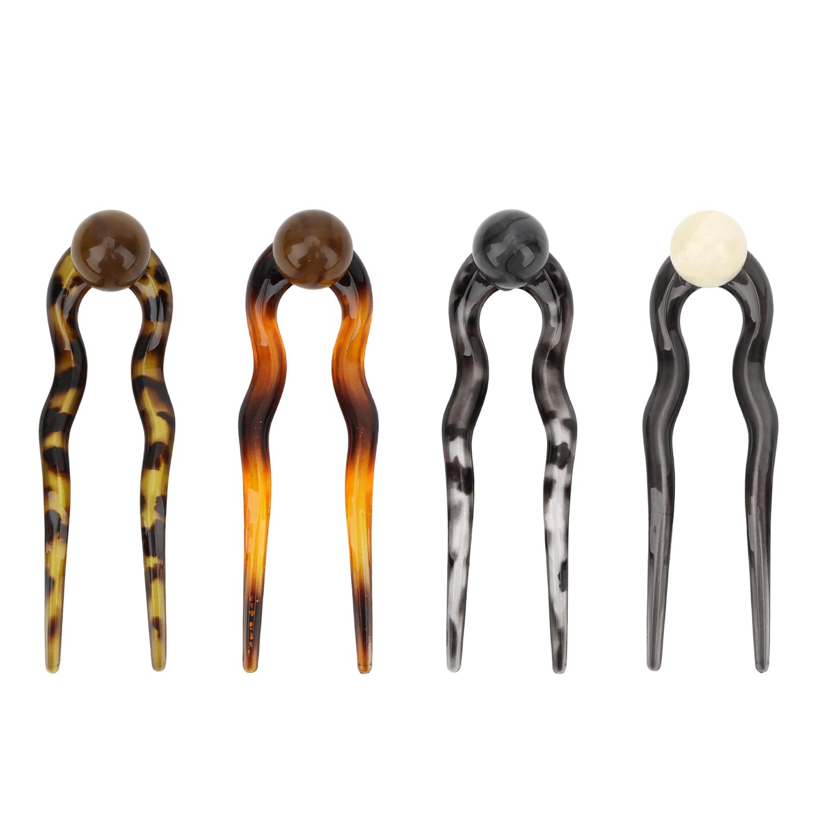 Padorul 4 Pack French U Hair Pins for Women - Pearl Hair Accessories, Secure Hold for Buns Chignons, Half-Up Styles