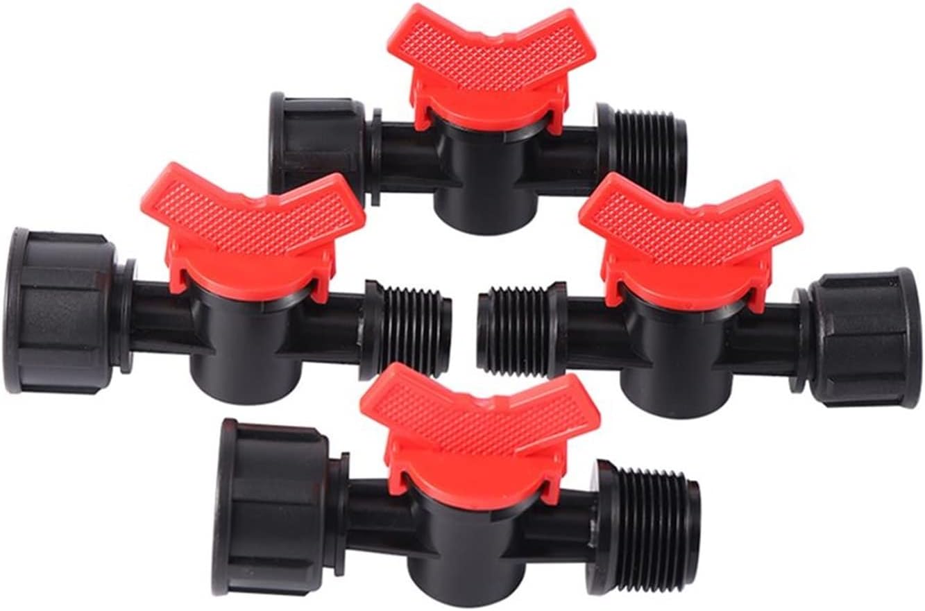 Hose Connector Adapter 1/2” 3/4” Female Micro Ball Water Valve Garden Water Connector Drip Valve Hose Switch Water Controller/Red