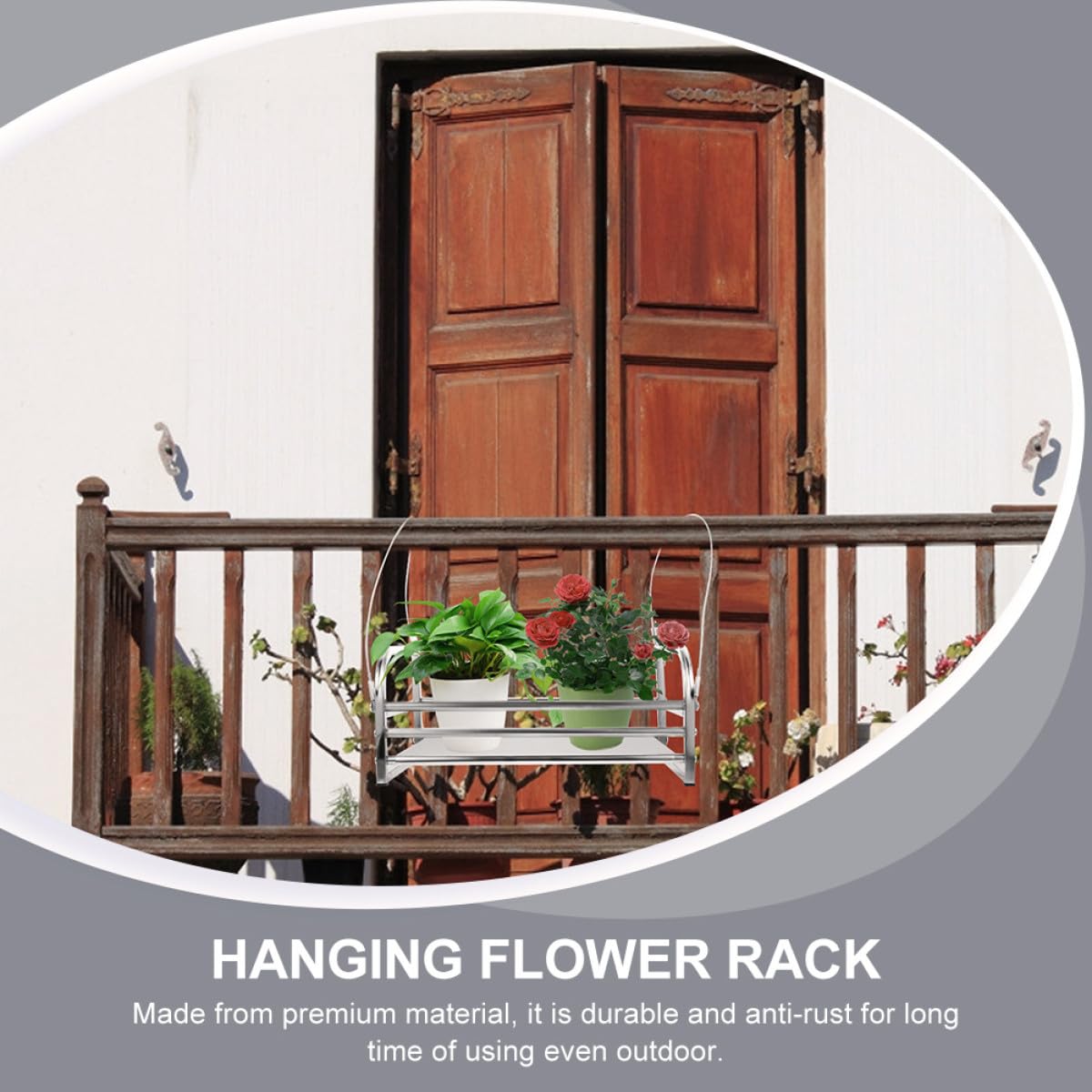 Veemoon Verstellbarer Blumentopfhalter aus Edelstahl 50cm Balkongeländer Pflanzenständer Hängendes Terrassenregal für Garten und Fensterbank