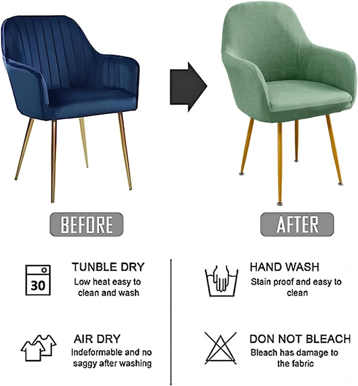 Dining Chair Slipcovers Set of 2 Stretch Chair Slip Cover Slipcovers Arms Kitchen Chair Covers Curved Wingback Accent Chair Covers for Dining Room Chairs,Light Khaki