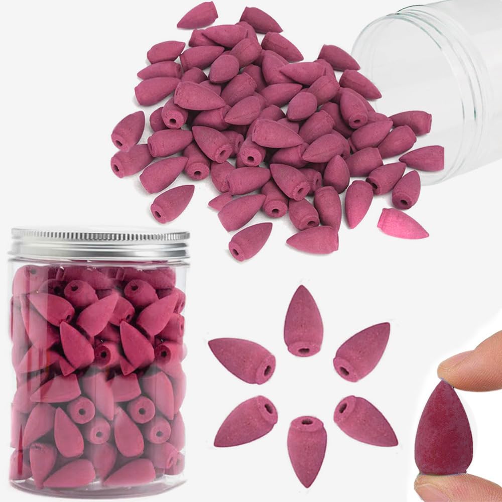 Skypro Rose 100Pcs/Pack Rose Backflow Brown Incense Cones, Long Lasting Aroma For Positivity & Pure Air,Wood Powder,Aromatherapy For Stress Relief, Air Purifier & Cleansing, Gift Set - Of 100 Cones