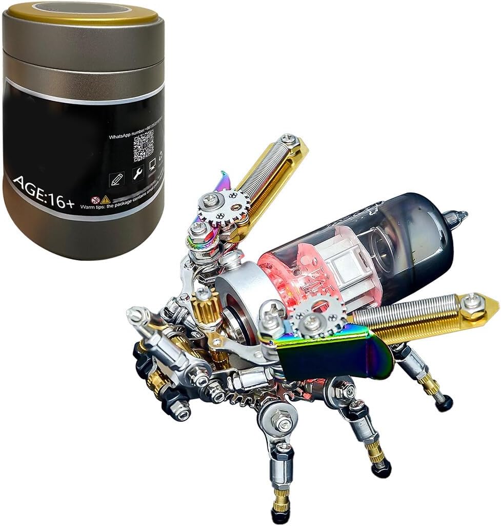 3D Metal Puzzle Model Kit, 200 PCS Mechanical Firefly 3D Jigsaw Puzzle Colorful Stainless Steel DIY Assembly Insect Collection Decoration Ornaments