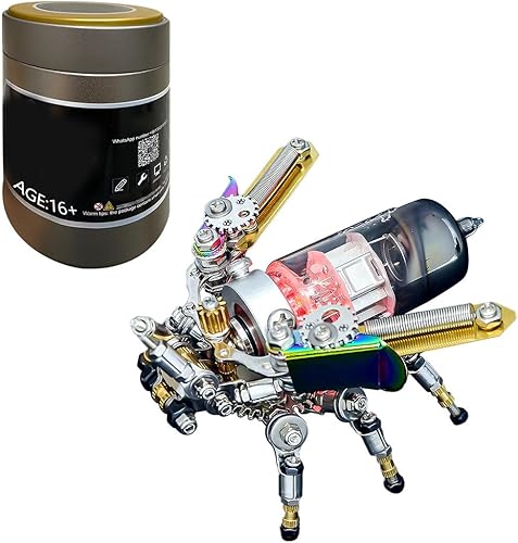 Newcomer Rompecabezas de metal 3D para adultos, luciérnaga mecánica 3D DIY, modelo de montaje de metal de insectos, decoración de piezas coloridas