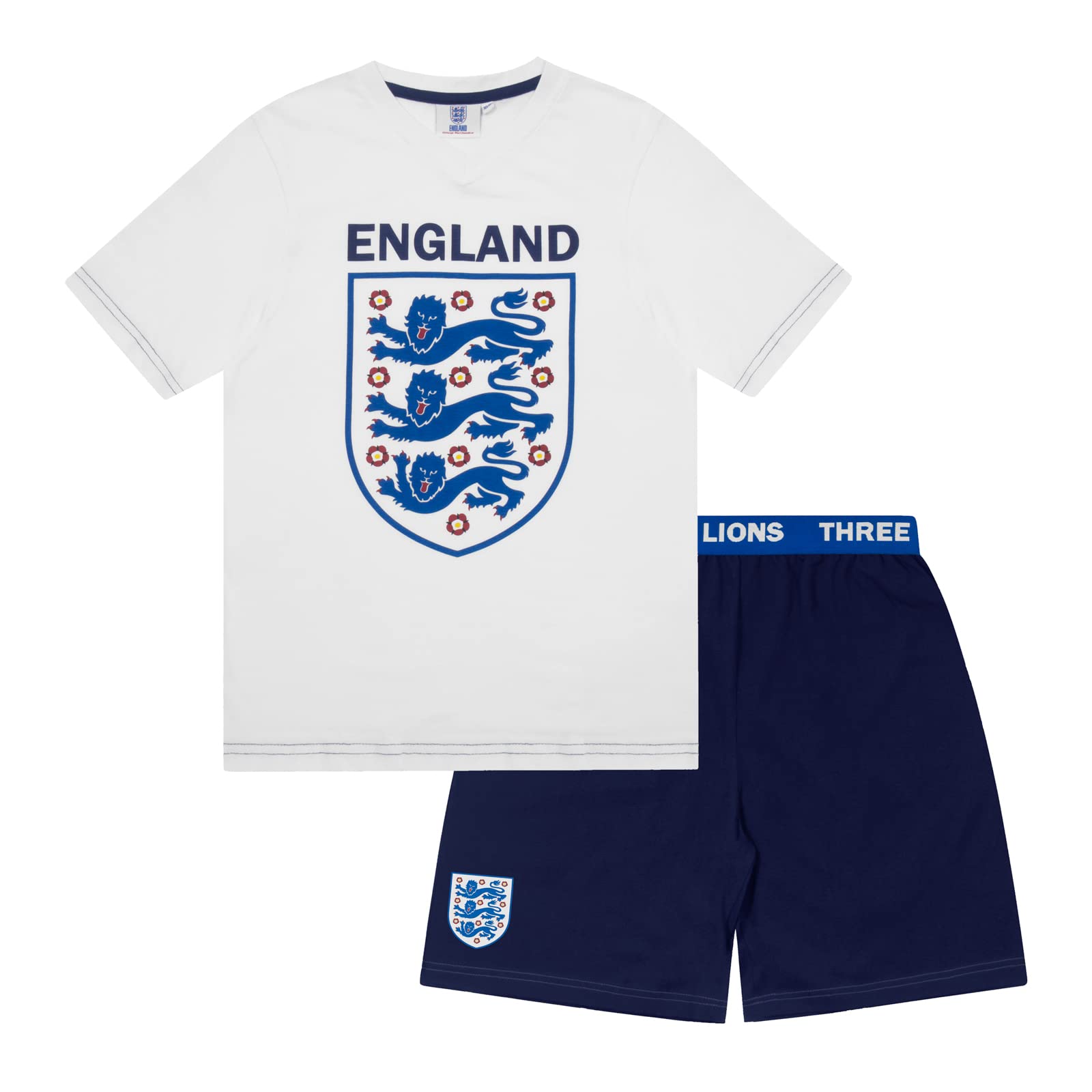 England Three Lions Official Football Gift Boys Short Pyjamas 4-5 Years