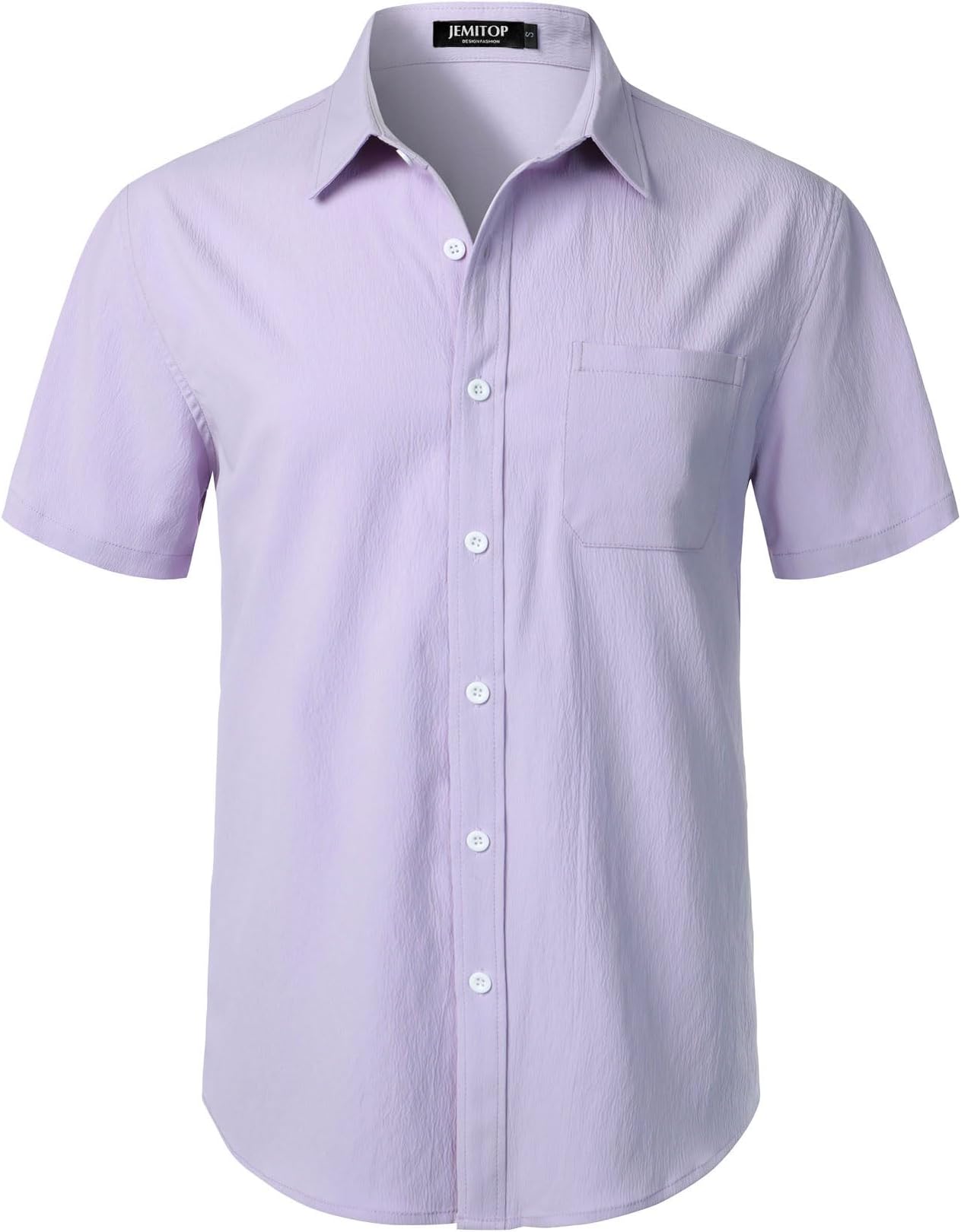 JEMITOPMen's Stretch Wrinkle Free Short Sleeve Texture Shirt Summer Lightweight Button Down Shirts for Beach Vacation