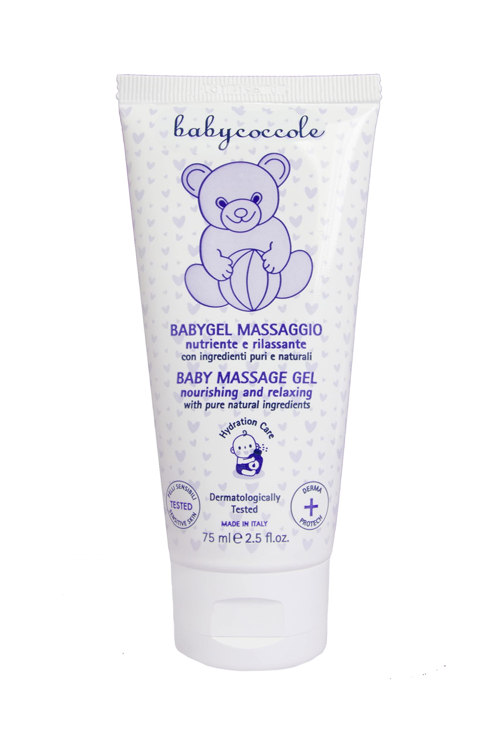 Babycoccole BABY GEL MASSAGGIO con Olio di Mandorla per Neonati e bambini. Idratante e Rilassante. Dermatologicamente Testato, Per Pelli delicate. Ingredienti Puri, Naturali di Origine Vegetale - 75ml