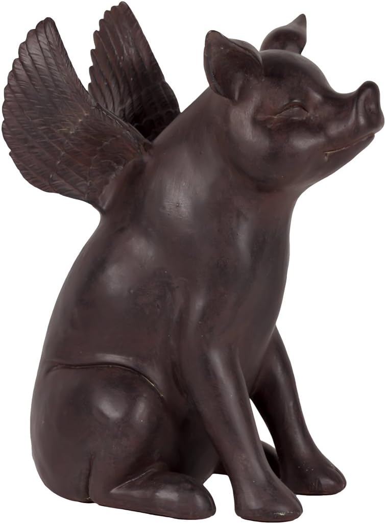 Urban Trends Collection UTC70538 Resin Flying Pig Figurine