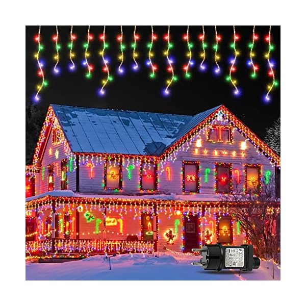 GYLEFY Eisregen Lichterkette Außen, 10M 400 LED Anschließbar Lichterkette Außen, Weihnachtsbeleuchtung Außen IP65…