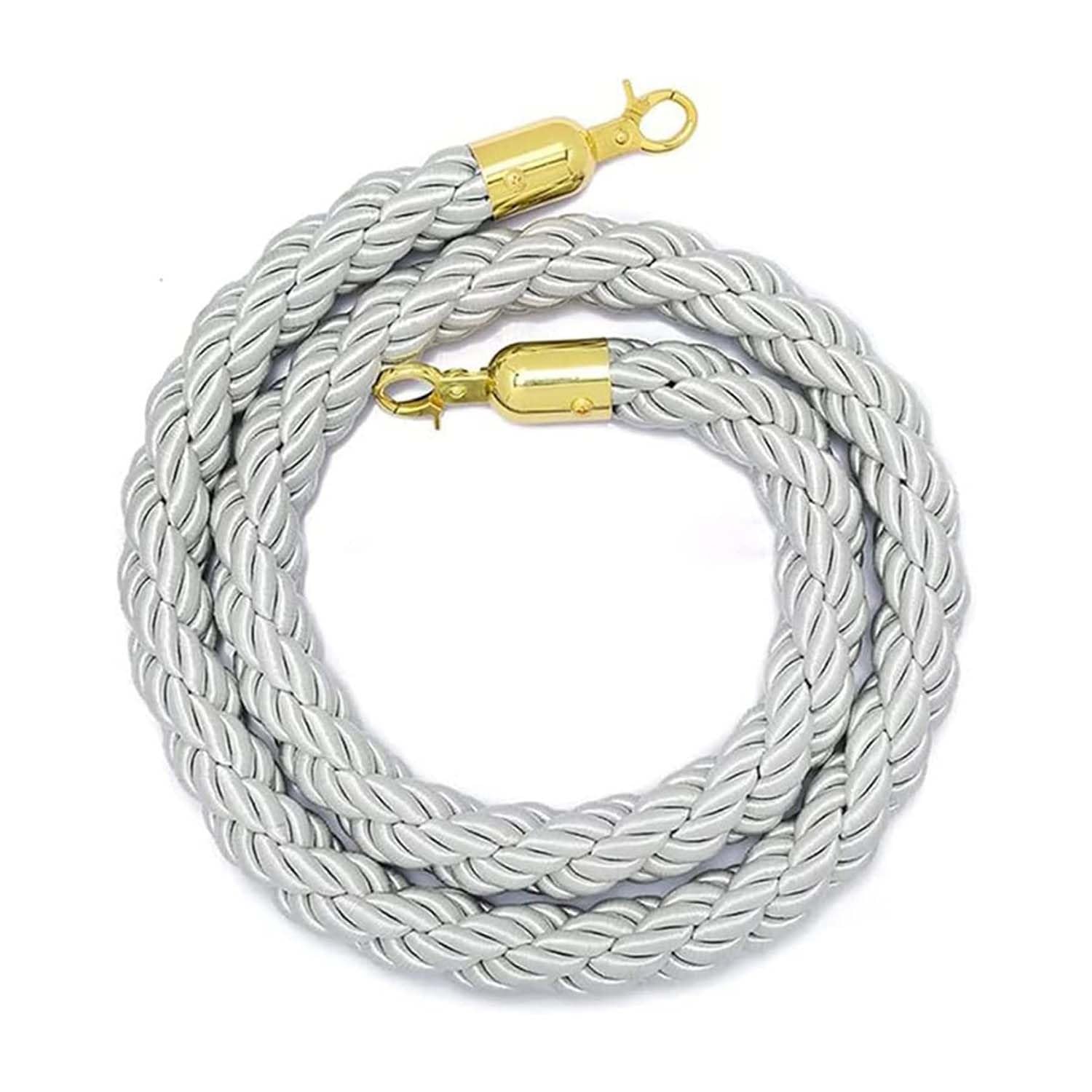 Aioneer Braided Hemp Rope Queue Barrier, 0.9-3.0M Adjustable Length With Hooks, Sturdy Crowd Control Stanchion Rope For Event Line Management, Durable And Stylish Queue Separatio