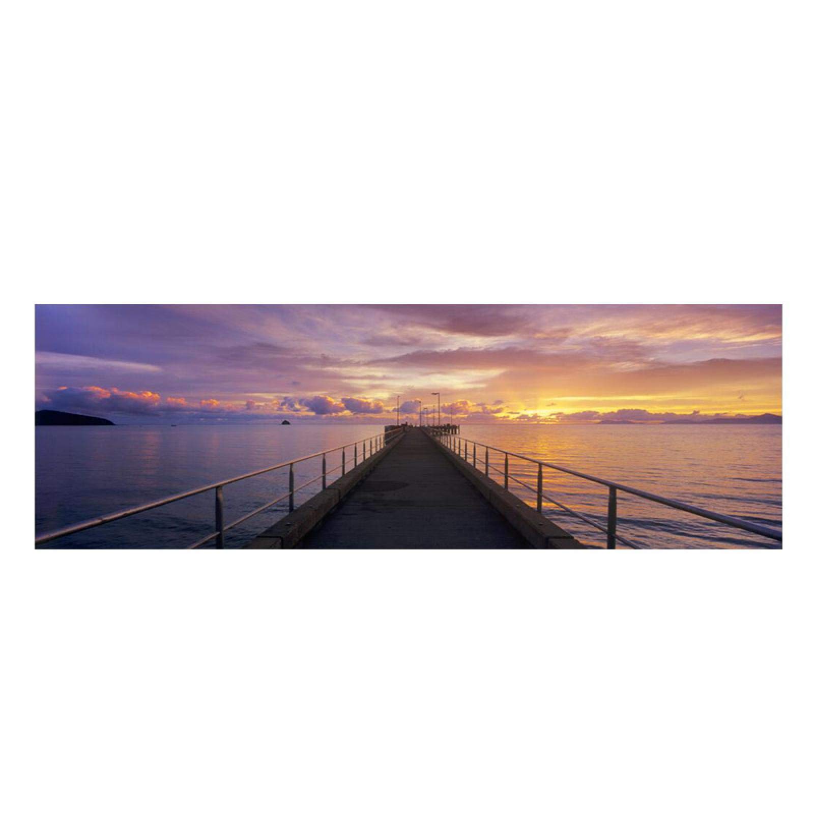 Sunset Natural Dusk Pier Bridge Landscape Panorama Comodino Paesaggio Canvas Painting Poster e stampe Wall Art Pictures 40x120cm Frameless