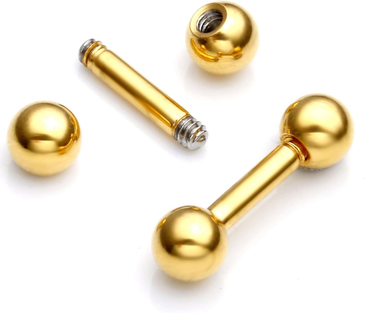 Zysta 4 Pairs Stainless Steel 14/16G Mixed Colors Body Piercing Barbells 6-16mm Post Studs Earring NippleTongue Helix Tragus Cartilage Labret Medusa Lip Eyebrow Straight Bar Ball Screw …