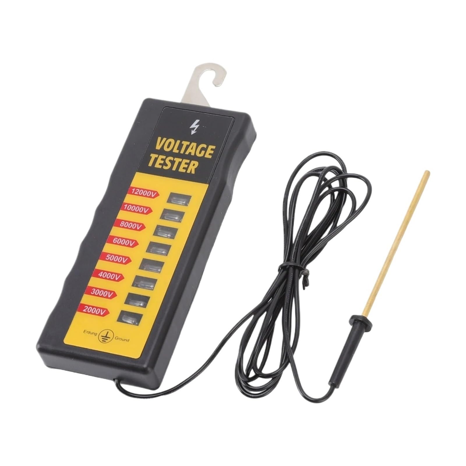 Misuratore di tensione, Tester Di Tensione For Recinzione Elettrica Portatile Con 8 Luci Al, Rilevatore Guasti Impermeabile, For
