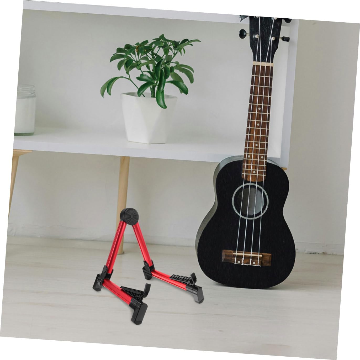 Supporto per Chitarra e Zhongruan da Terra Pieghevole, Lega di Alluminio e Silicone, Stabile per Uso Domestico, Colore Rosso
