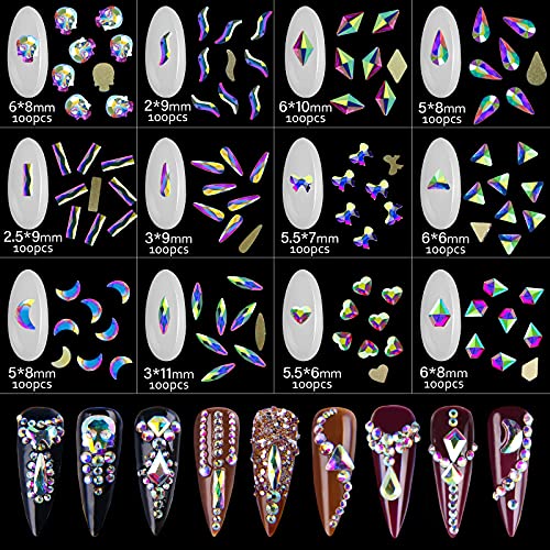 Nail Rhinestones Kit, 10248pcs Round AB Crystals for Nails and Multi Shapes Glass Rhinestones and Nail Diamonds for Acrylic Nail Art - Thumbnail 3